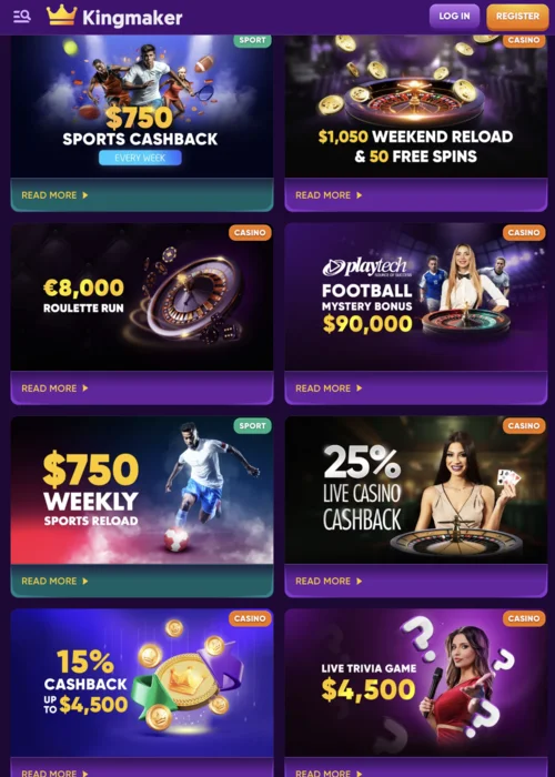 Bonuses Kingmaker Casino